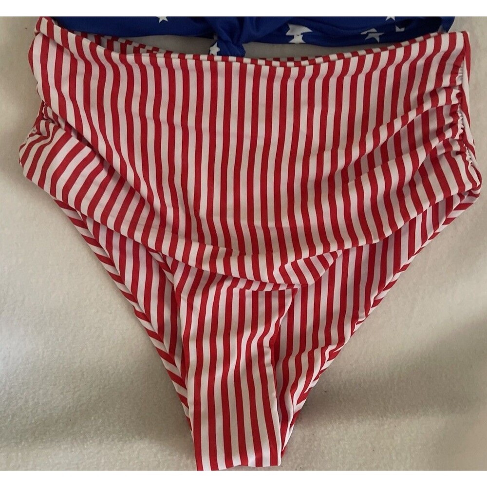 ZAFUL FOREVER YOUNG Bikini Set Red/White Blue Patriotic Women’s SZ 4 Swimwear - Picture 3 of 11